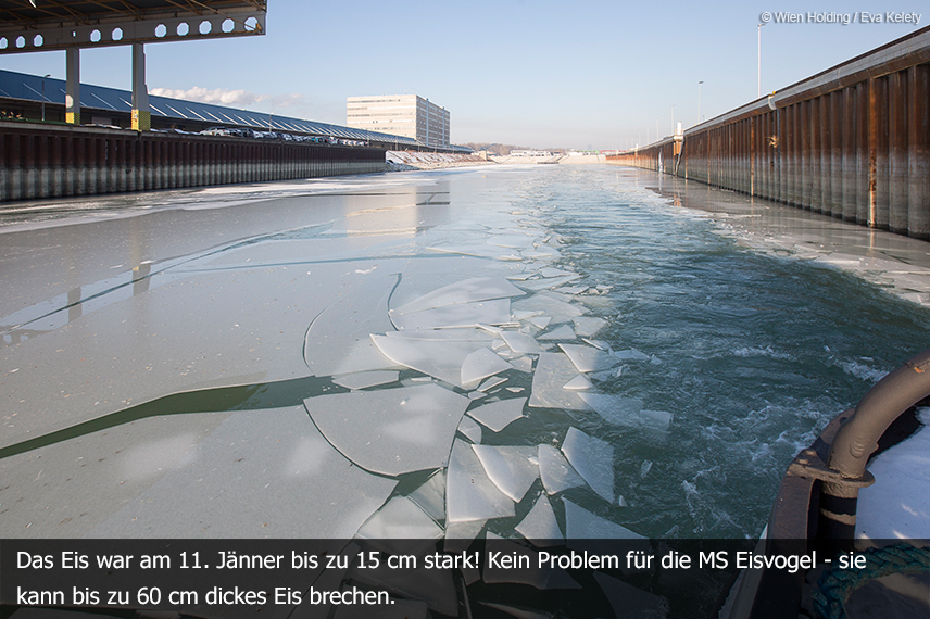 Hafen Wien: Eisbrecher im Einsatz