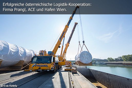 Spektakulärer Schwergutumschlag im Hafen Wien