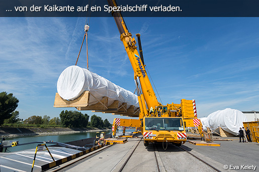 Spektakulärer Schwergutumschlag im Hafen Wien