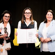 Hedy Lamarr Preis, v.l.n.r. Veronica Kaup-Hasler, Shqiponja Ahmetaj, Kathrin Gaál © AlbinMelez/DigitalCity.Wien
